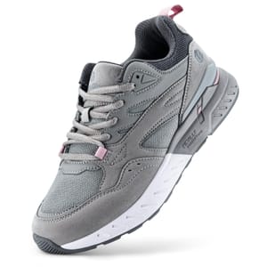 FitVille Women's Wide Fit Trainers Walking Shoes, Grey, 3.5