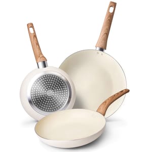 Nuovva Induction Pan Set 3pc Nonstick Cream Granite 20/24/28cm