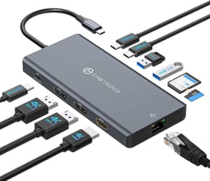 USB-C Docking Station for 3 Monitors: DP 4K120Hz, HDMI 4K60Hz