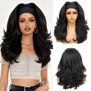 Humistwbiu Yaki Curly Headband Wig, 18-Inch, 1B