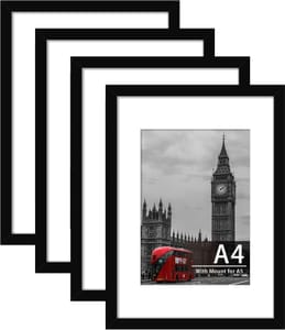 Tinkeps A4 Picture Frame, Black, 4-Pack