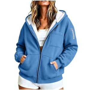 Fleece-Lined Zip-up Hoodie, Women's Oversized