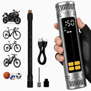 USB-C Rechargeable Mini Bike Pump with 150 PSI, Presta/Schrader Gauge