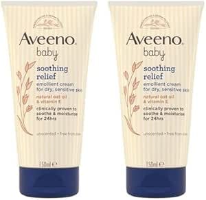 Aveeno Baby Soothing Relief Emollient Cream (2x150ml), Unscented