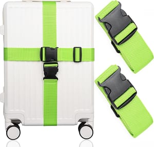 KICPUK 2-Pack Adjustable Suitcase Straps, 200x5 Cm, Green