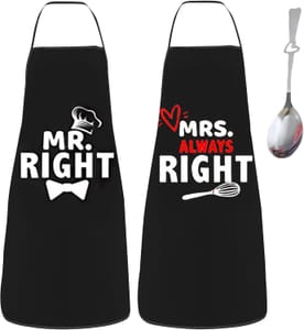 2-Pack Mr & Mrs Couple Aprons with Love Serving Spoon