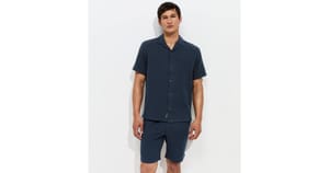 Jack & Jones Navy Cotton Waffle Texture Resort Shirt