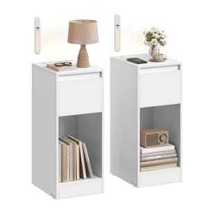 Vasagle Set of 2 Slim Bedside Tables with USB Charging Station