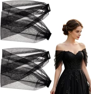 NBEADS Detachable Bridal Sleeve Covers with Pearl Decor, 480mm, Black