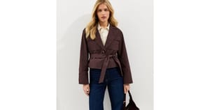 Brown Double Pocket Belted Short Belted Mac