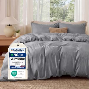 Bedsure Double Duvet Cover - Light Grey, Zip Closure