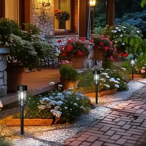 GIGALUMI Solar Lights Outdoor 8-Pack, Waterproof Pathway Lights, Cold White