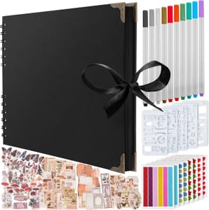 Scrapbook Photo Album Kit, 198-PCS, Black, 80 Pages, 28x20 Cm