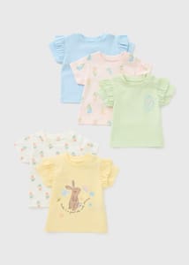 5 Pack Baby Multicolour Floral Spring T-Shirts (0-3 months)