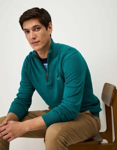 Half Zip Jumper in Petrol Blue Marl