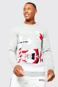 boohooMAN to the Pub Knitted Christmas Jumper
