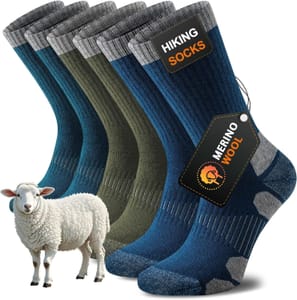 Niorasen Merino Wool Hiking Socks, Unisex, Thick Cushioned Seamless Crew