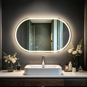 Olyvren Oval 80x50 Cm Bathroom Mirror with LED
