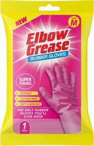 Elbow Grease Pink Rubber Gloves, Super Strong, Medium, 1 Pack - £1.10 S&S