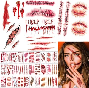 30 Sheets Halloween Scar Tattoos Waterproof Zombie Bite Stickers