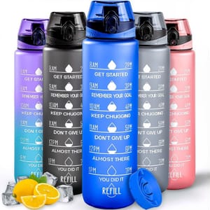 Active 100 1L Water Bottle with Time Marker, BPA Free