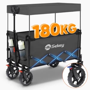 Sekey 250L Folding Camping Trolley with Removable Canopy Grey 180kg