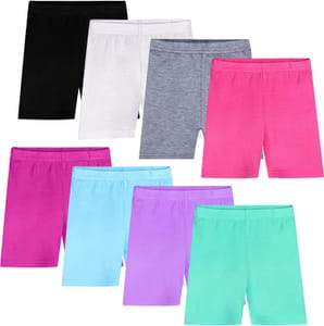 Auranso Girls Cycling Shorts, Breathable, 8-Pack, Age 8-10