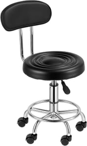 Adjustable 360-Degree Drafting Stool with Backrest, PU Leather, Thick Cushion