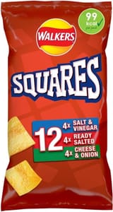 12 X 22g Walkers Squares Variety Multipack Crisps