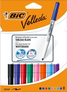 BIC Velleda Whiteboard Markers, Medium Point, Assorted Colours, 8 - £6.02 S&S