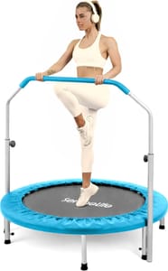 SereneLife Foldable Trampoline 91 Cm Sky Blue Mini Fitness Rebounder
