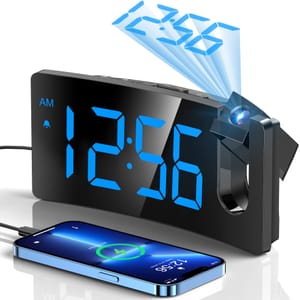 GOLOZA Projection Alarm Clock Bedside with 180 Projector