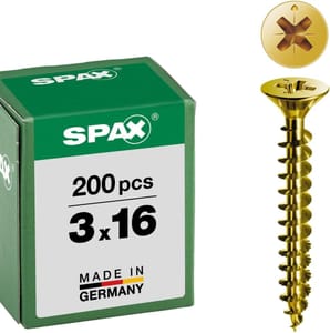 SPAX Universal Screw 3x16 Mm, 200 Pcs, Flat Countersunk