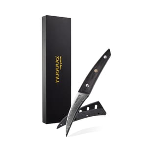 Nuovva 3.5-Inch Damascus Paring Knife, Rosewood Handle, Sheath & GiftBox