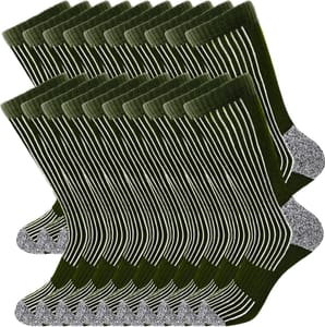 10 Pairs Men's Military Green Cotton Thickened Crew Socks