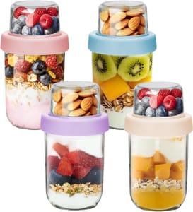 WEELOO Overnight Oats Jars with Lids, 100ml + 500ml