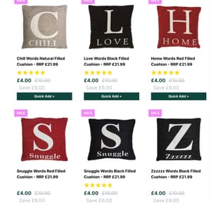 Filled / Stuffed Cushion - Various Words - Selection of Colours