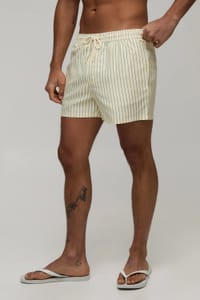 Man Stripe Short Length Swim Short