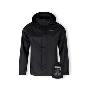 Men Packaway Waterproof Jacket with Zip Front Black XS 3XL
