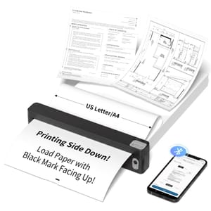 JADENS Portable US Letter Thermal Printer with Bluetooth Inkless Printing