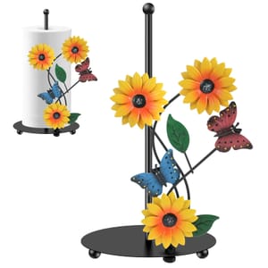 Sunflower Paper Towel Holder - Black Metal, Free Standing, Non-Slip