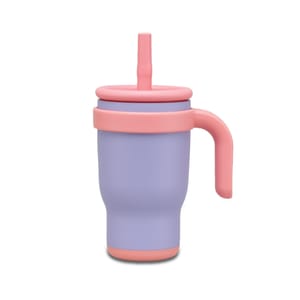 Kids BPA-Free Double-Wall Insulated Stainless Steel Tumbler 420ml Pink Straw