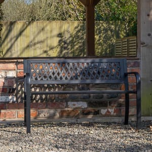 Keswick 2 Seater Outdoor Modern Lattice Design Metal Garden Patio Bench