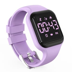Focwony LED Digital Pedometer Watch for Kids 6-16, Purple