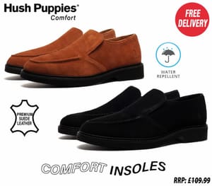 Hush Puppies Earl Mens Suede Leather Slip on Shoes Chestnut