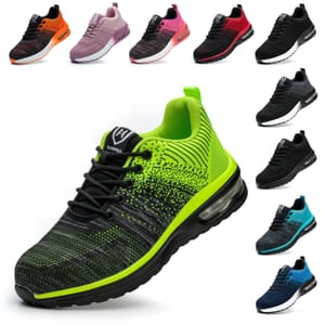 Baofular Steel Toe Safety Trainers, Breathable, Non-Slip, Fluorescent Green