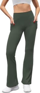 SEAYIJIA Women Flared Bootcut Yoga Pants with Pockets, Army Green