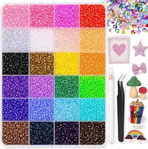 Nail Rhinestones Kit with Tweezers & Pen, 3mm, 24 Colors - £3.79 S&S