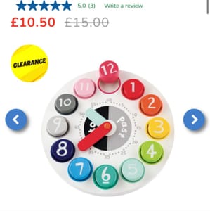 Early Learning Centre Wooden Teaching Clock