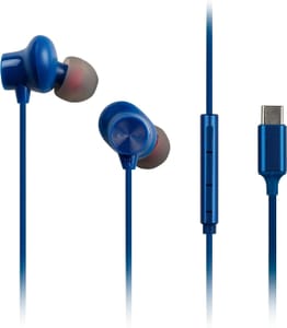 Panasonic RP-TCM225DEA USB-C Earphones with Mic, Bass, 1.2m Cable, Blue